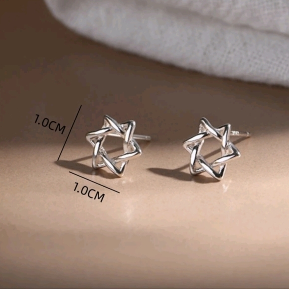 Braided Star of David Posts Sterling Silver plated - Picture 3 of 5